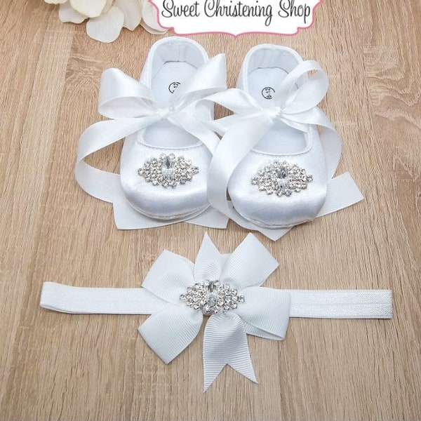 White Baptism Shoes - Christening Shoes Girl - Baby Wedding Shoes - Baby Flower Girl Shoes - Baptismal Shoes - 1st Birthday Shoes