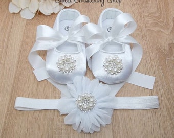 Baptism Shoes Baby Girl - White Baptism Shoes - Christening Shoes Girl - Baptismal Shoes - Baby Wedding Shoes - Baby Flower Girl Shoes