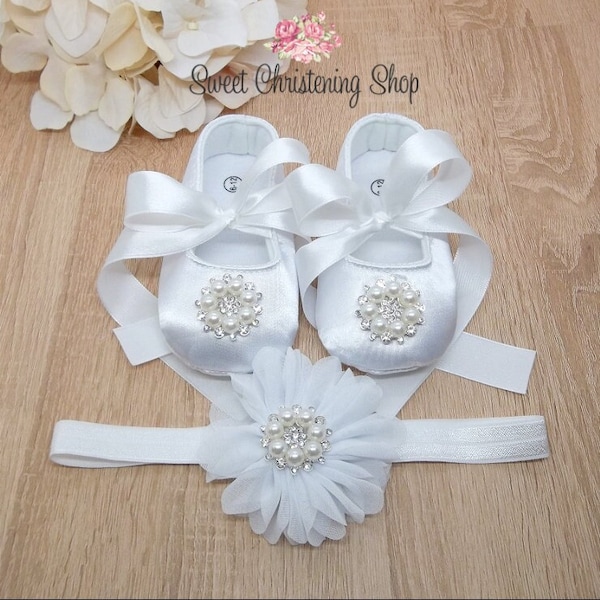 Baptism Shoes Baby Girl - White Baptism Shoes - Christening Shoes Girl - Baptismal Shoes - Baby Wedding Shoes - Baby Flower Girl Shoes