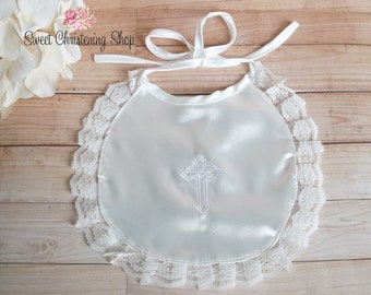 ivory christening bib