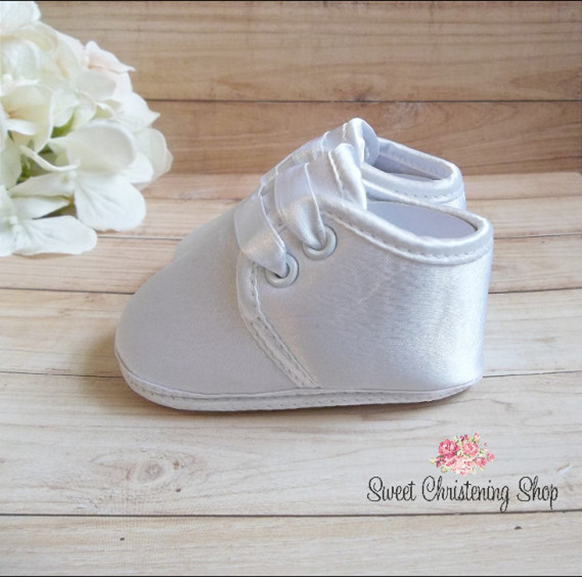 White Satin Baby Boys Baptism Shoes Boys Christening Shoes Etsy