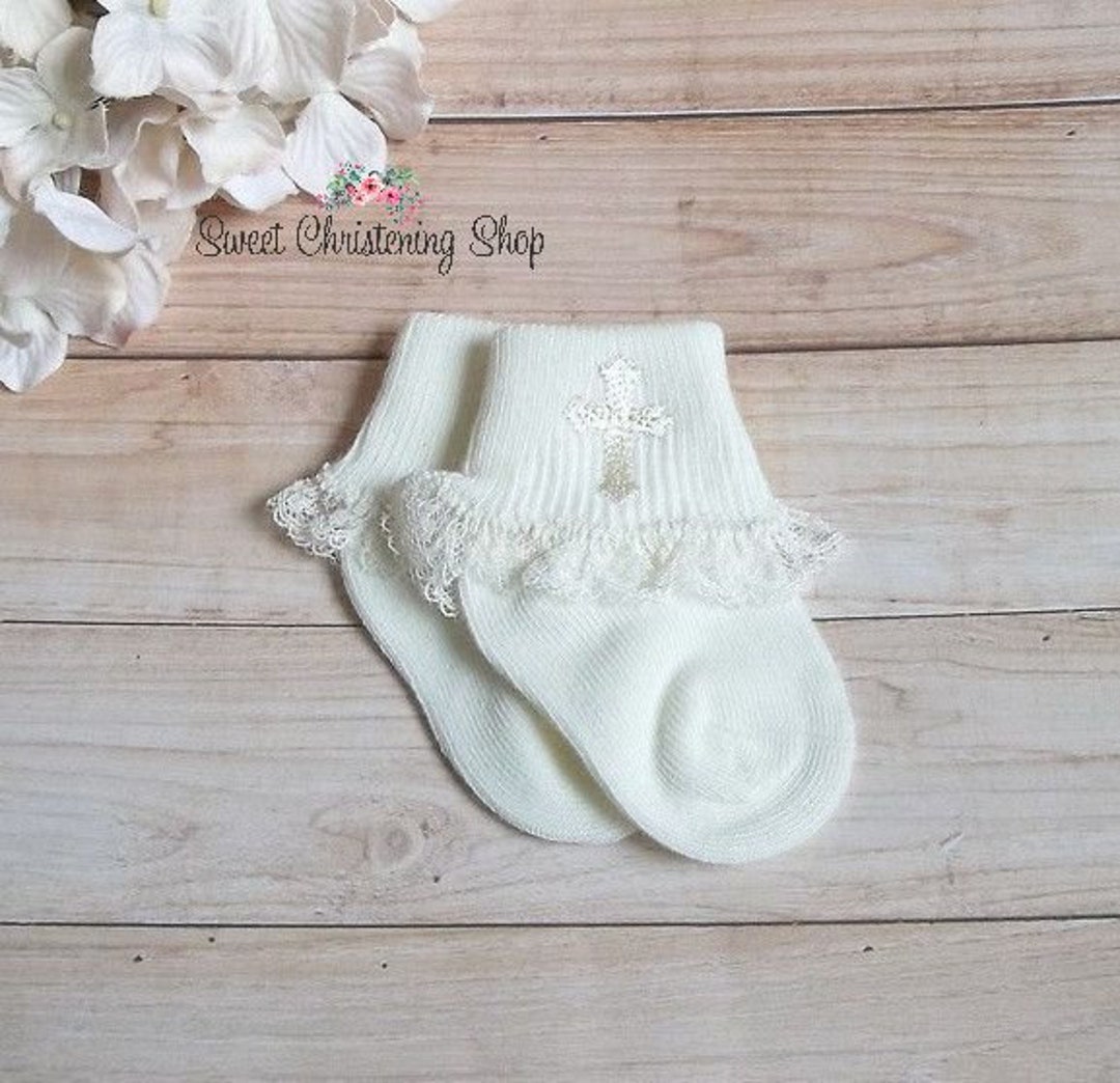 Ivory Baptism Socks Baptism Socks Girl Christening Socks Etsy