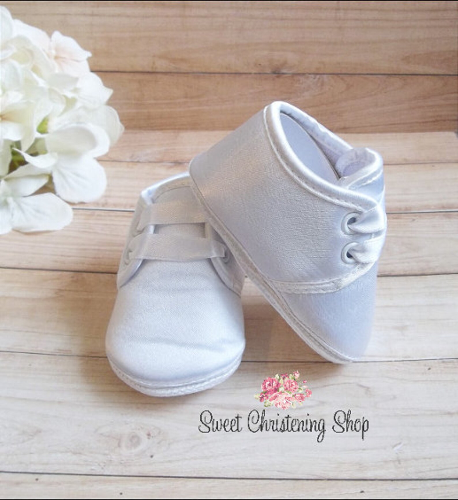 White Satin Baby Boys Baptism Shoes Boys Christening Shoes Etsy