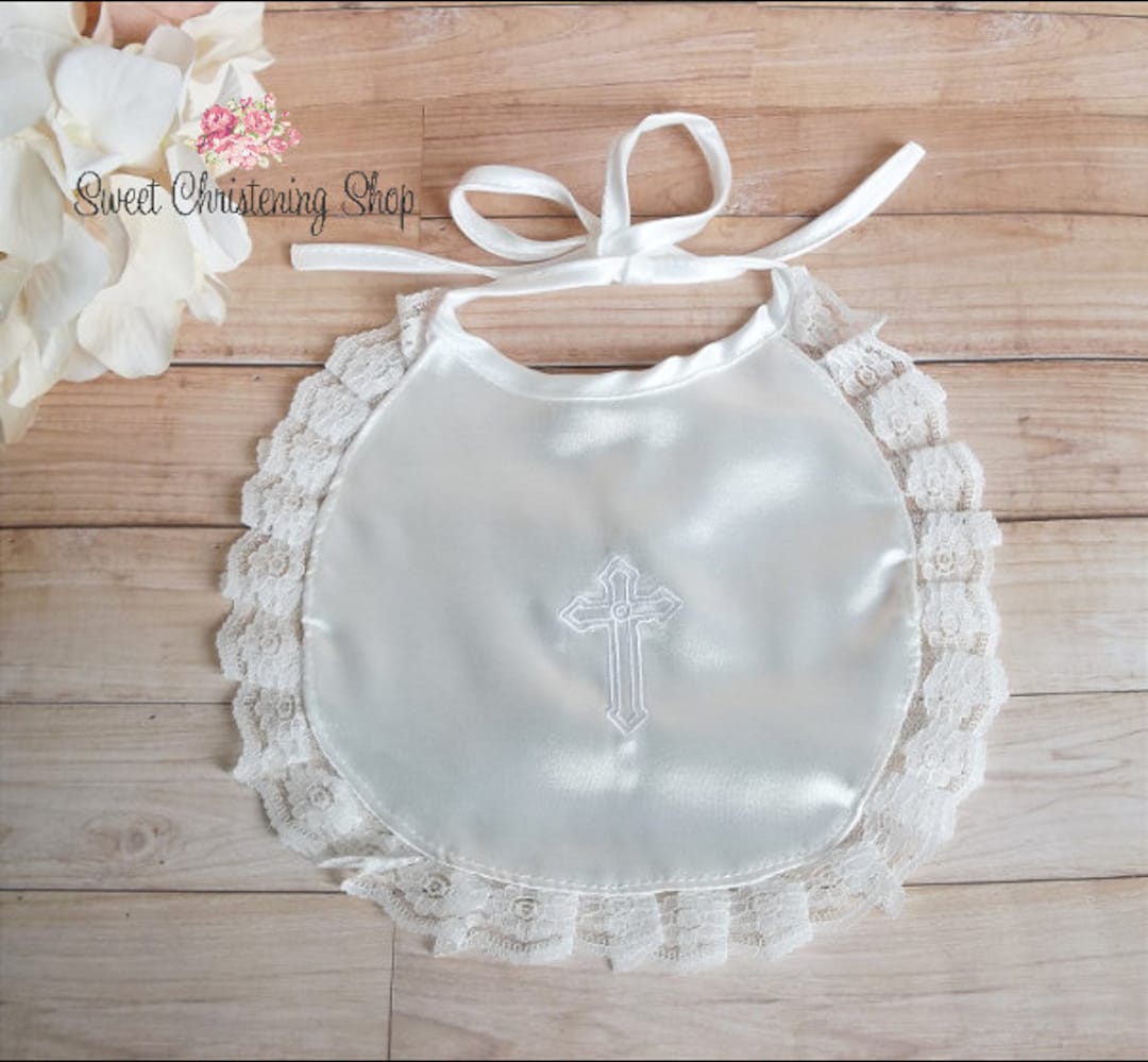 Ivory Baptism Bib Ivory Christening Bib for Girls Bib for Christening