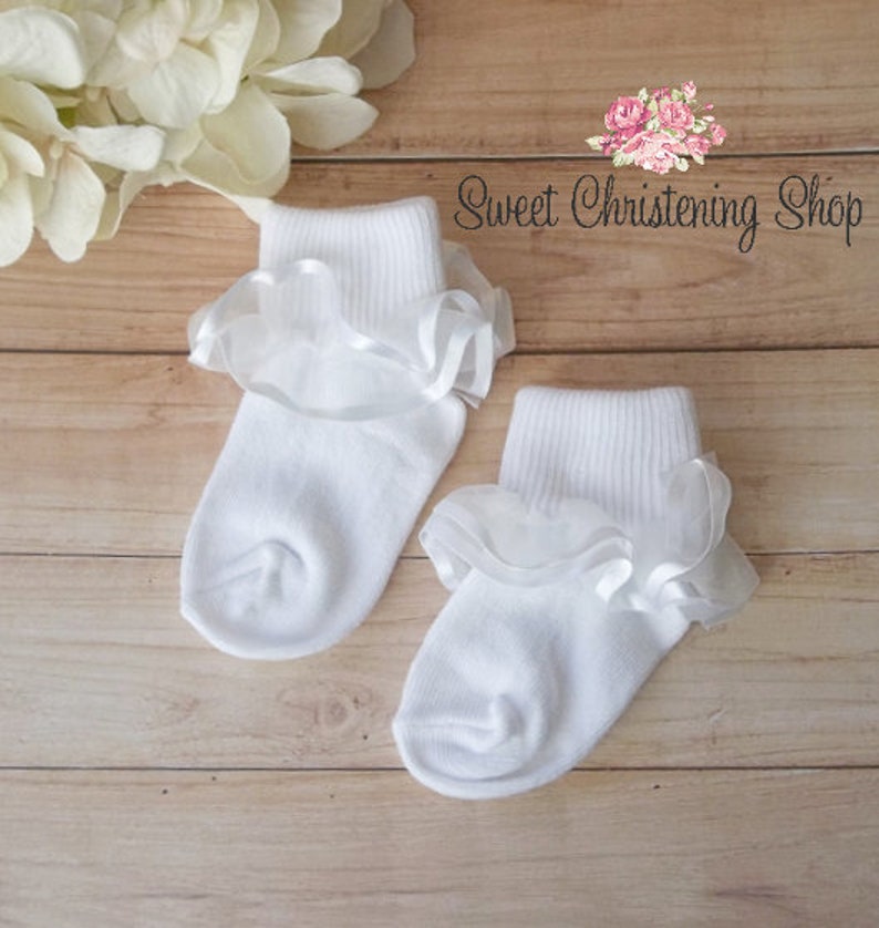 White Tutu Christening Socks Baptism Socks for Baby Girl Etsy