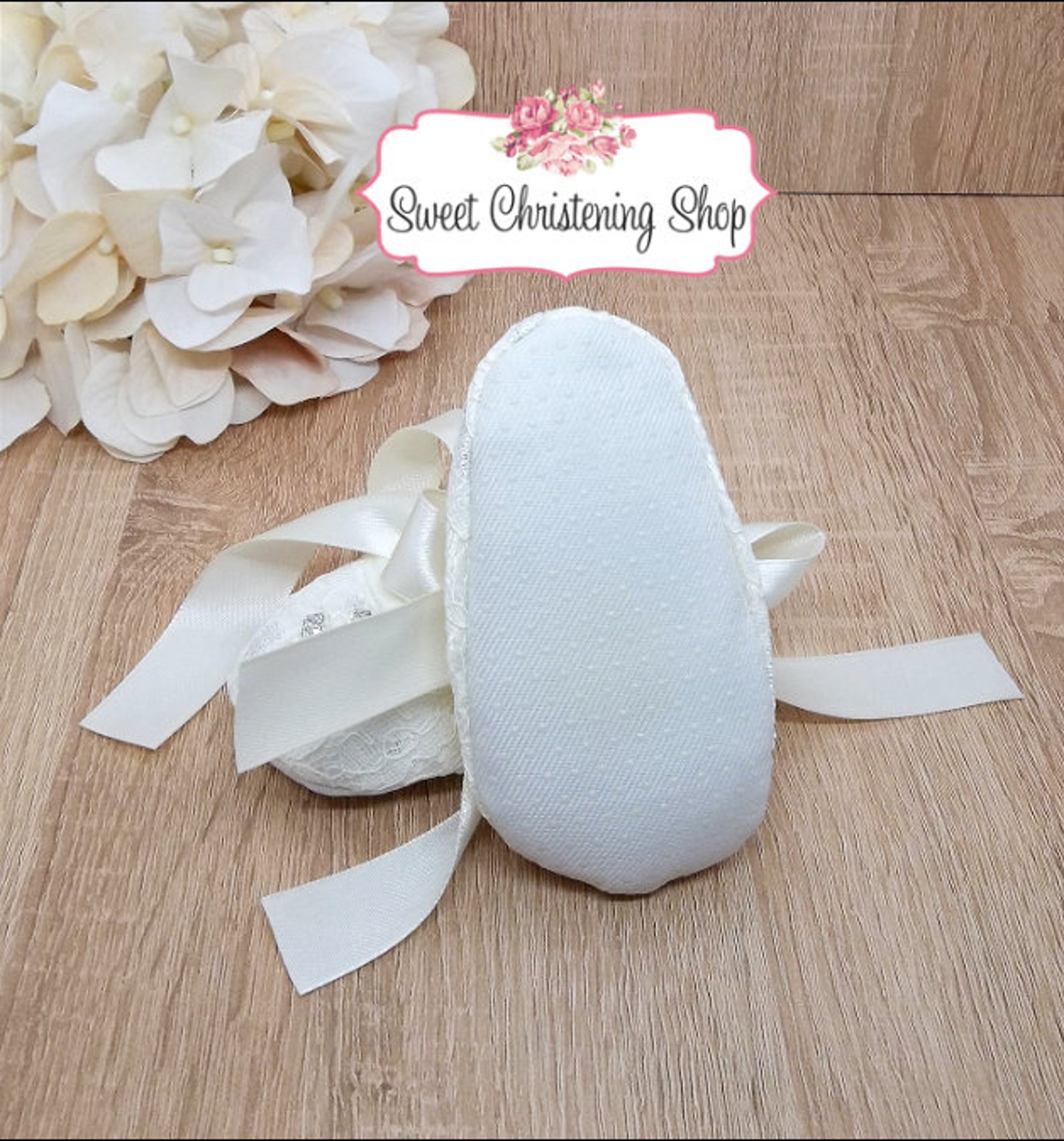 ivory christening shoes