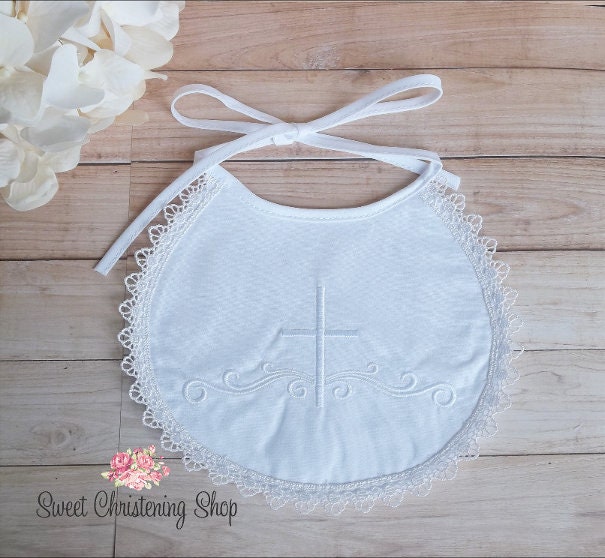 White Lace Christening Bib and Christening Socks Set Baptism Etsy
