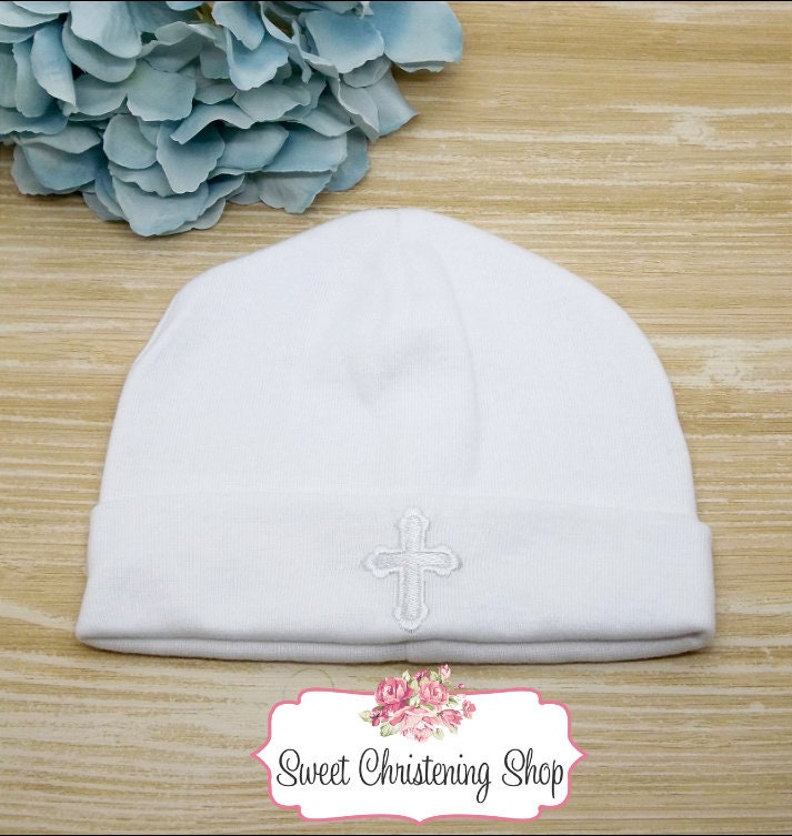 Boys Baptism Hat With Embroidered Cross Boys Christening Hat Etsy