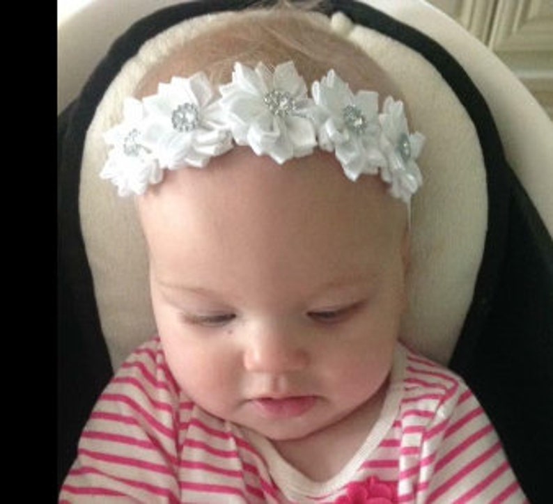 Christening Headband White Baptism Headband White White Etsy