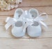 White Baptism Shoes - White Christening Shoes - White Satin Baby Shoes - Baby Flower Girl Shoes - Baby Wedding Shoes - Baptismal Shoes Girl 