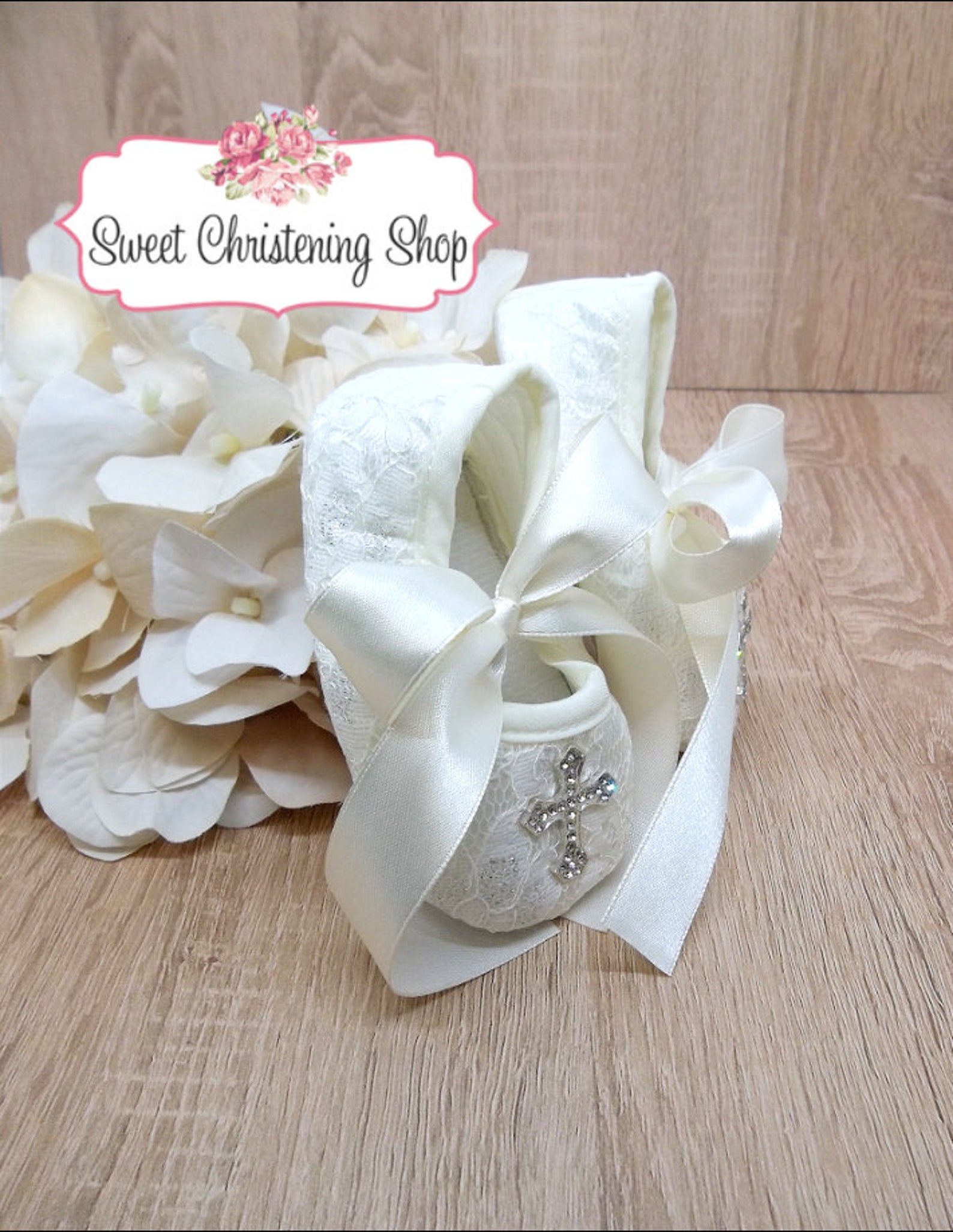 ivory christening shoes