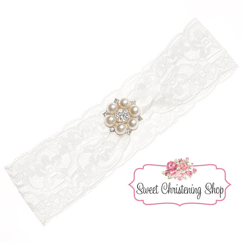 Ivory Lace Baptism Headband Christening Headband Ivory Lace Etsy