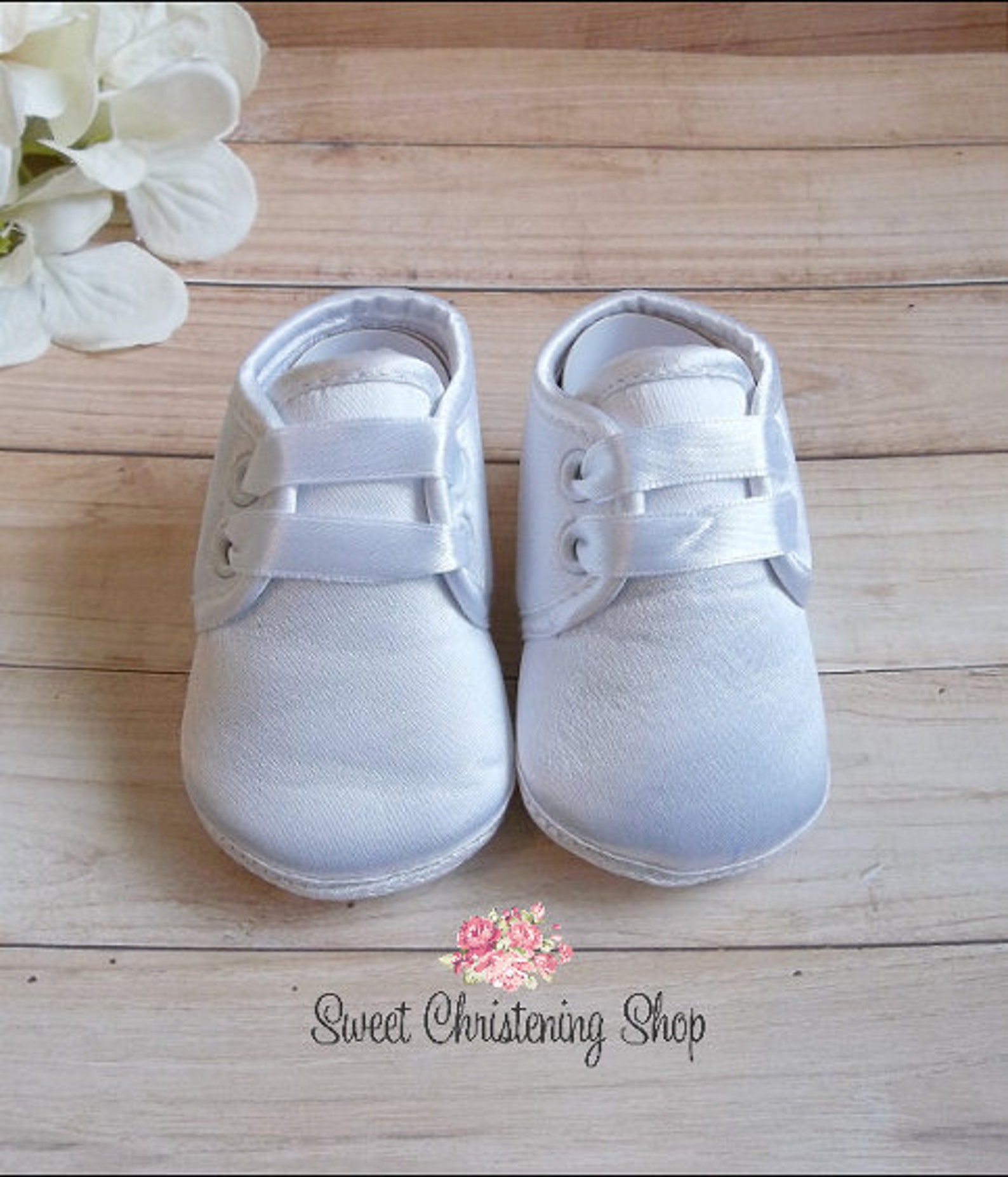 White Satin Baby Boys Baptism Shoes Boys Christening Shoes Etsy