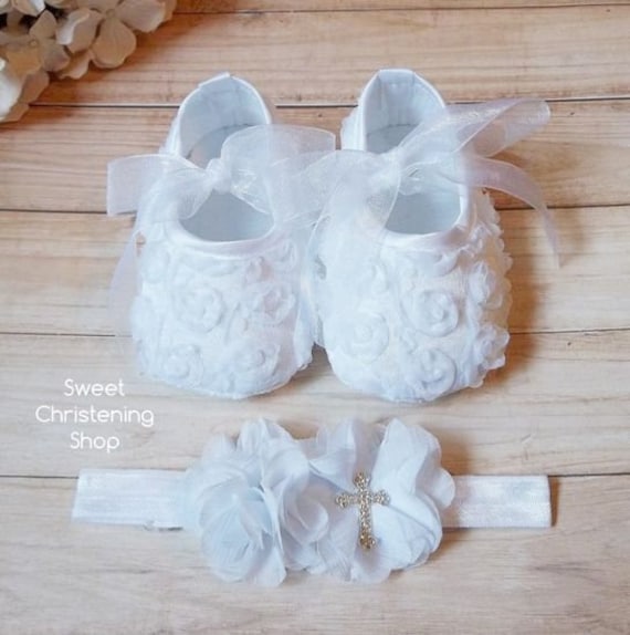 white baptism shoes for baby girl