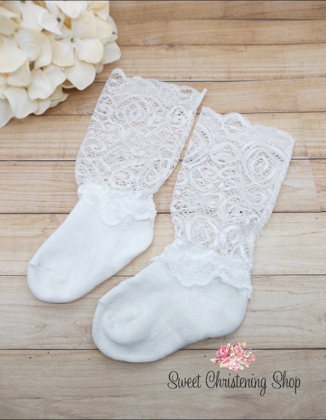Lace Knee High Socks Baby Lace Knee Socks Lace Baptism Socks Baptism Socks Baby Girl Christening