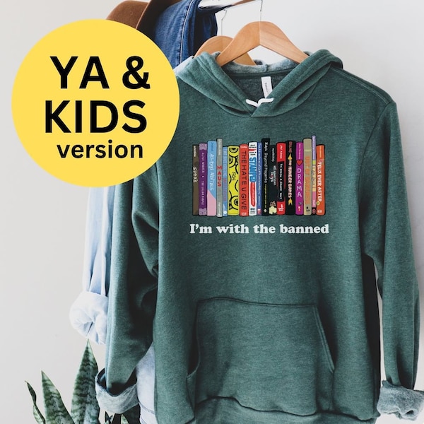 Young Adult and Children's I'm With the Banned Hoodie Sweatshirt | Librarian Sweatshirt | Libraries and Reading