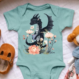 Floral Dragon Baby Onesie: Bookish Infant Bodysuit