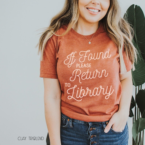 If Found Please Return to Library Vintage Scripted Librarian Reading T-shirt | Bookish Tshirt | Gift for Book Lover | Library Science