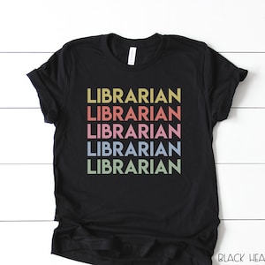 Librarian Repeated Text Reading T-shirt | Modern Tshirt | Library  Tee