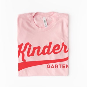 Retro Swoosh Kindergarten Teacher Shirt | Back To School Gift for Kinder Team