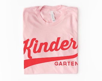 Retro Swoosh Kindergarten Teacher Shirt | Back To School Gift for Kinder Team