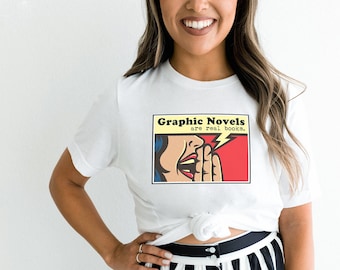 Librarian & Reading Tshirt | Graphic Novels Are Real Books | Comics | Gift for Librarian