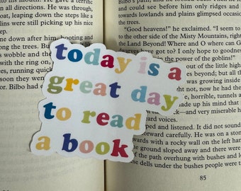 Today is a Great Day to Read a Book Librarian & Reading 2.5 x 3 inch Die Cut Vinyl Sticker | Laptop Sticker | Car Vinyl | Librarian Sticker