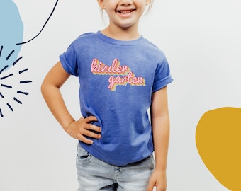 Kindergarten Retro Rainbow Inspired First Day of School Shirt with Bright Colors | Youth Shirt | Back to School Kid Shirt