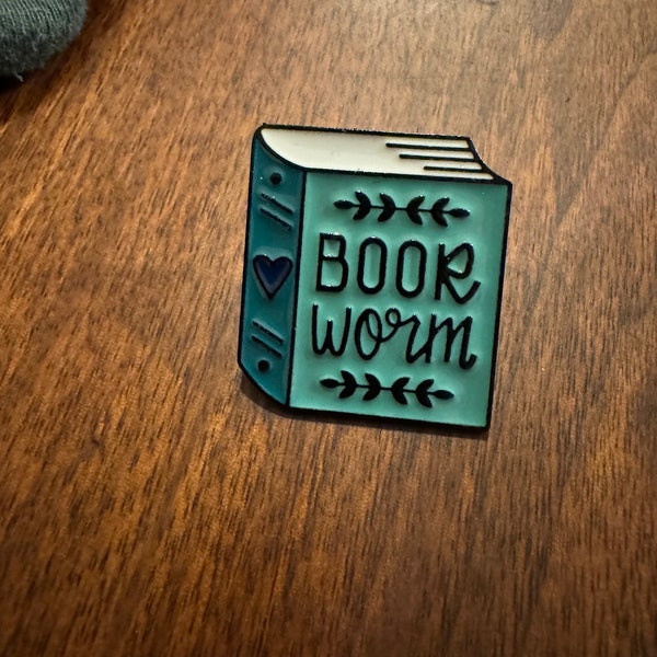 Book Worm Enamel Pin | Gift for Book Lover | Librarian Pin