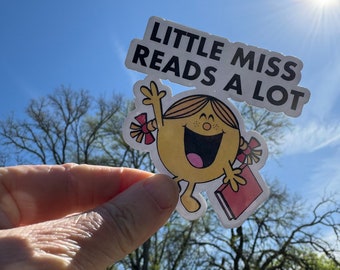 Little Miss Reads A Lot 3 x 3 inch Die Cut Vinyl Sticker | Laptop Sticker | Car Vinyl | Librarian Sticker