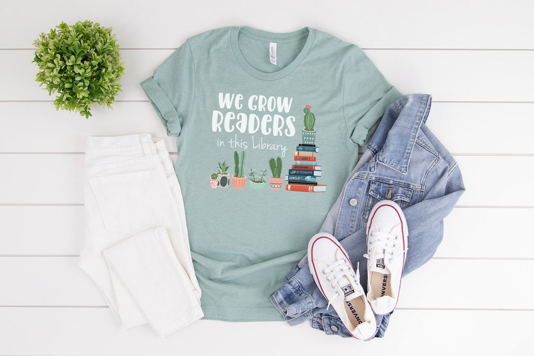 We Grow Readers in This Library Cactus and Books Librarian & - Etsy