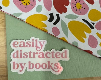 Easily Distracted by Books Librarian & Reading 3 x 2 inch Holographic Vinyl Sticker  Librarian Sticker