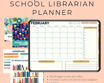 School Library Digital Planner | Librarian Calendar and Planner Undated PDF Download