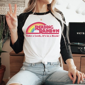 Reading Rainbow Raglan: Vintage Librarian 3/4 Sleeve T-Shirt