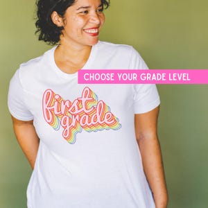Retro Rainbow Teacher T-Shirt: Vintage Back To School Tee