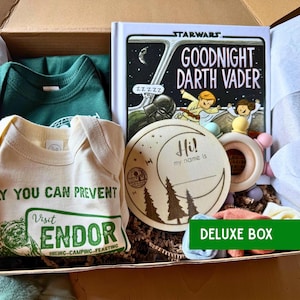 Star Wars© Nerdy Baby Shower Gift Box: Death Star & Endor Bodysuits, Socks, and Book Set