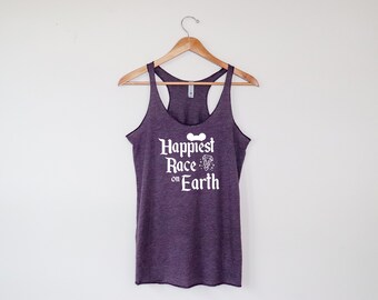 Happiest Race on Earth Run Racerback Tank | Super-Soft Workout Tank | Running Tank | Gift for Runner