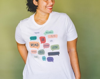 Librarian T-Shirt: Reading World Languages, Book Lover Gift