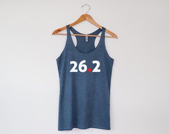 26.2 Marathon Miles Heart  Racerback Tank | Super-Soft Workout Tank | Running Tshirt | Gift for Runner