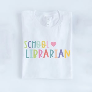 School Librarian Funky Colors Tshirt | Pastel Mauve | Elementary Librarian | Reading Shirt | Library Tshirt