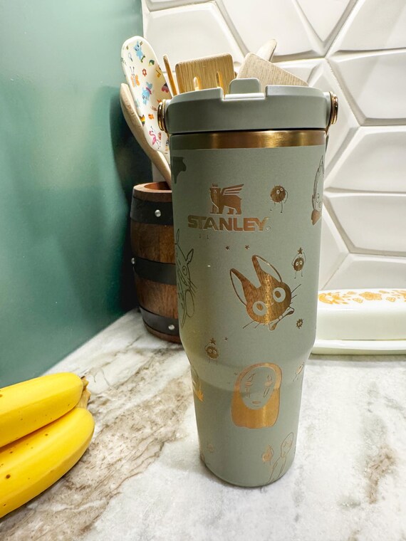 Ghibli Inspired Stanley© Engraved Tumbler Soot Sprite Stainless Steel Cup Anime Lover Gift
