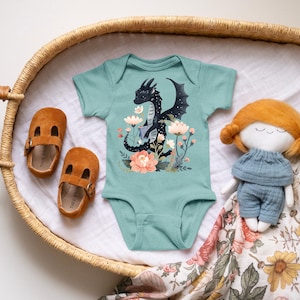 Floral Dragon Baby Onesie: Bookish Infant Bodysuit