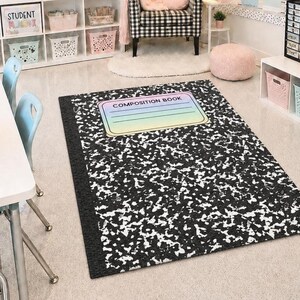 Alfombra para cuaderno de composición arcoíris / Alfombra colorida para el aula