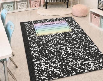 Rainbow Composition Book Area Rug | Colorful Classroom Rug