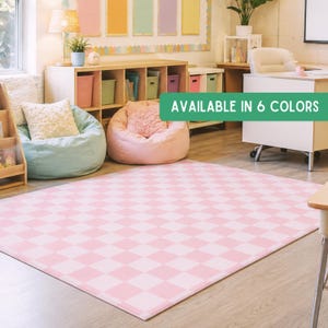 Checkered Classroom Rug, Checkerboard Area Rug, Teacher Classroom Decor, Reading Corner Rug, Kids Room Playroom Rug, 6 Colors