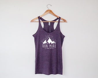 Run More Worry Less Racerback Tank | Super-Soft Workout Tank| Running Tank | Gift for Runner | Outdoors