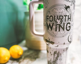 Engraved Dragon Rider Tumbler, Fantasy Book Lover Gift, 40 oz Insulated Travel Mug, Bookish Cup for Readers & Teachers