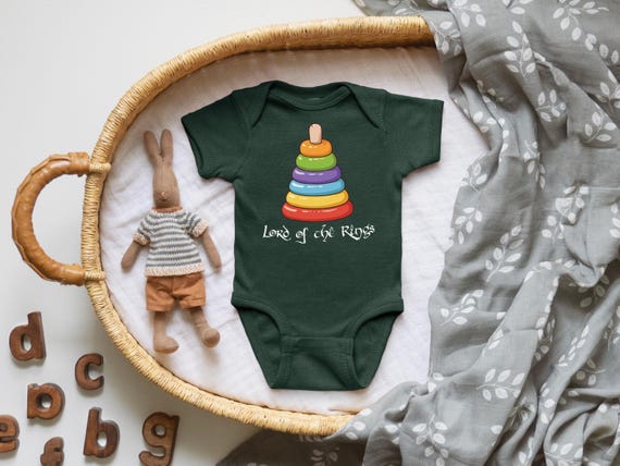 Lord of the Stacking Rings Tolkien Baby Onesie© | Nerdy Baby Shower Gift