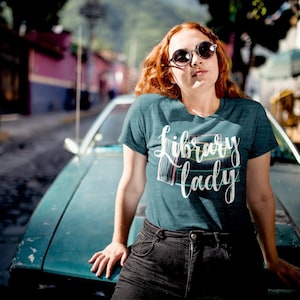 Library Lady T-shirt: Vintage-Feel Librarian Tee