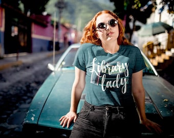 Library Lady T-shirt: Vintage-Feel Librarian Tee